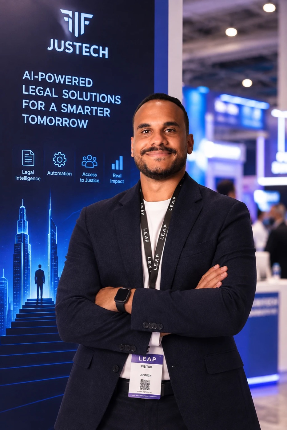 عمر يوسف في جناح جستيك، مؤتمر LEAP 2026